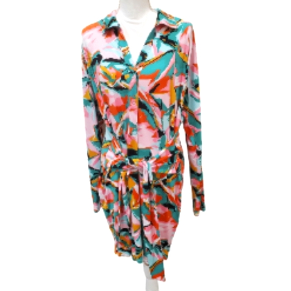 Bar 111 printed  stretch sleeve  ties around the waist dress - Picture 1 of 11